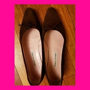 Chocolate Brown Manolo Blahnik Flats 41.5